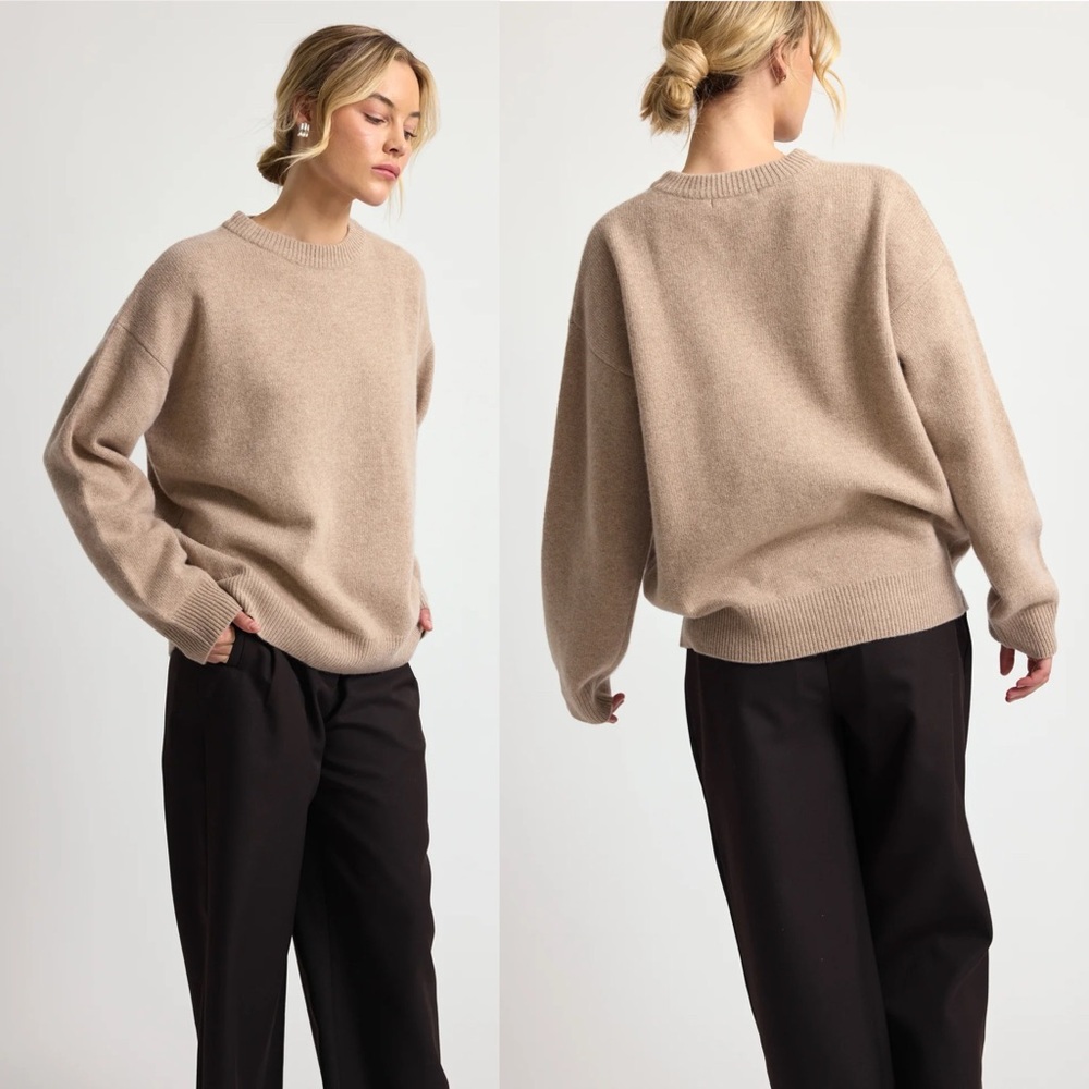 Almina Concept Oversized Wool Cashmere Sweater in Dark Oatmeal Size Small